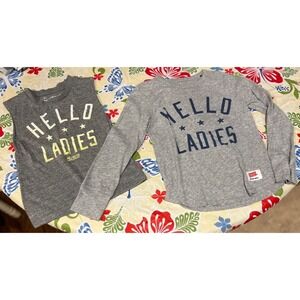 Lot of 2 Prefresh Brand Gray Tank & Tee Hello Ladies Graphic Shirts Sz 4 EUC
